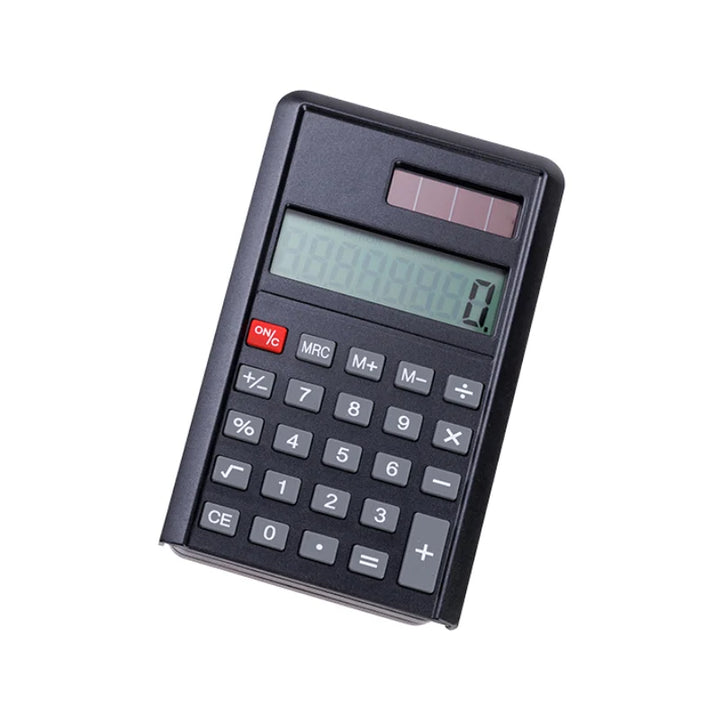 Geöffnete Taschenwaage mit Solar-Taschenrechner im Deckel