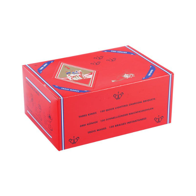 Three Kings Shisha-Kohle 33 mm, 10 x 10 Stück – Kohle für Wasserpfeifen