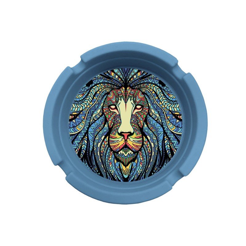 Detailansicht des Tribal Lion Motivs auf dem Silikon Aschenbecher
