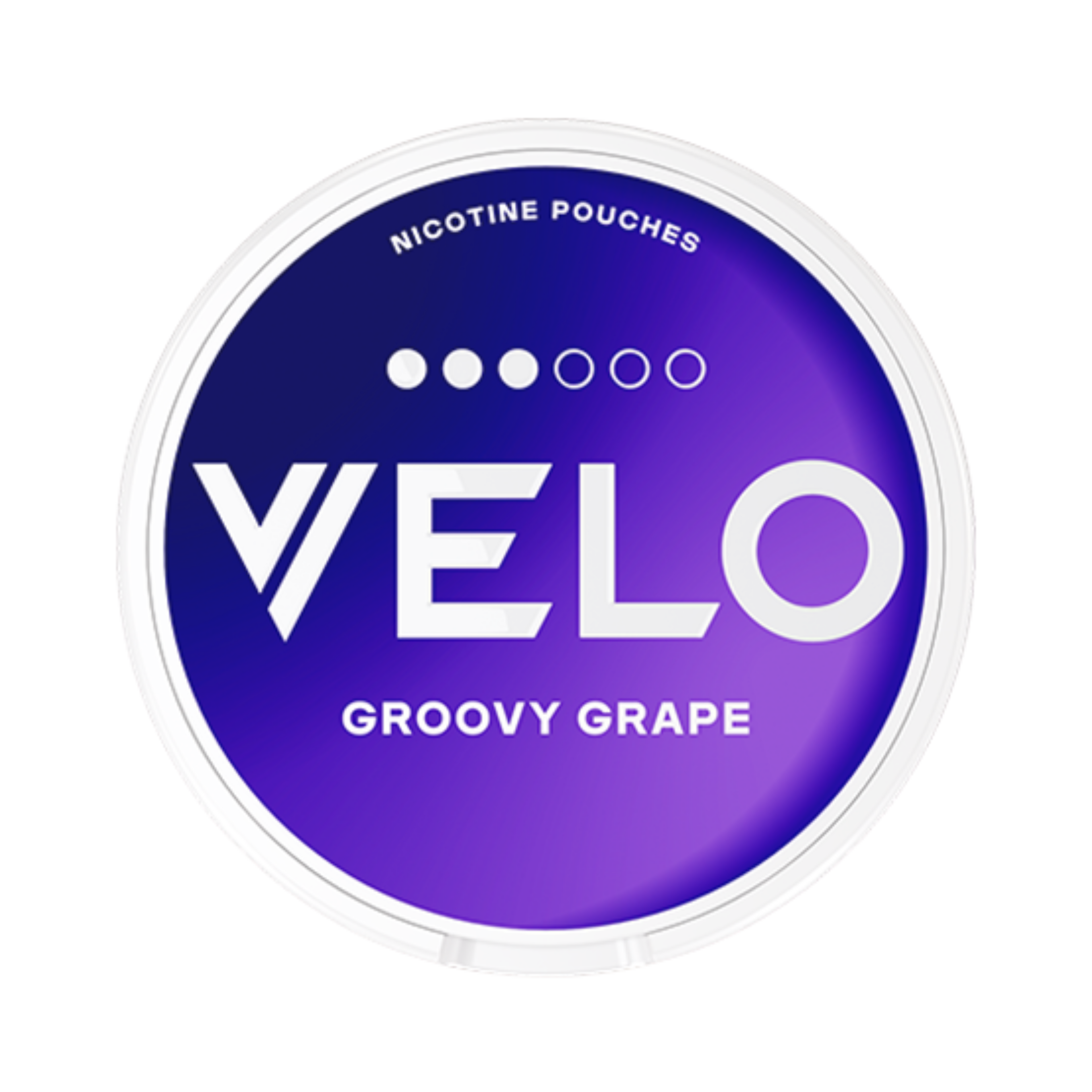 VELO Groovy Grape 3/6 Nikotin Pouches 14g Dose Vorderansicht
