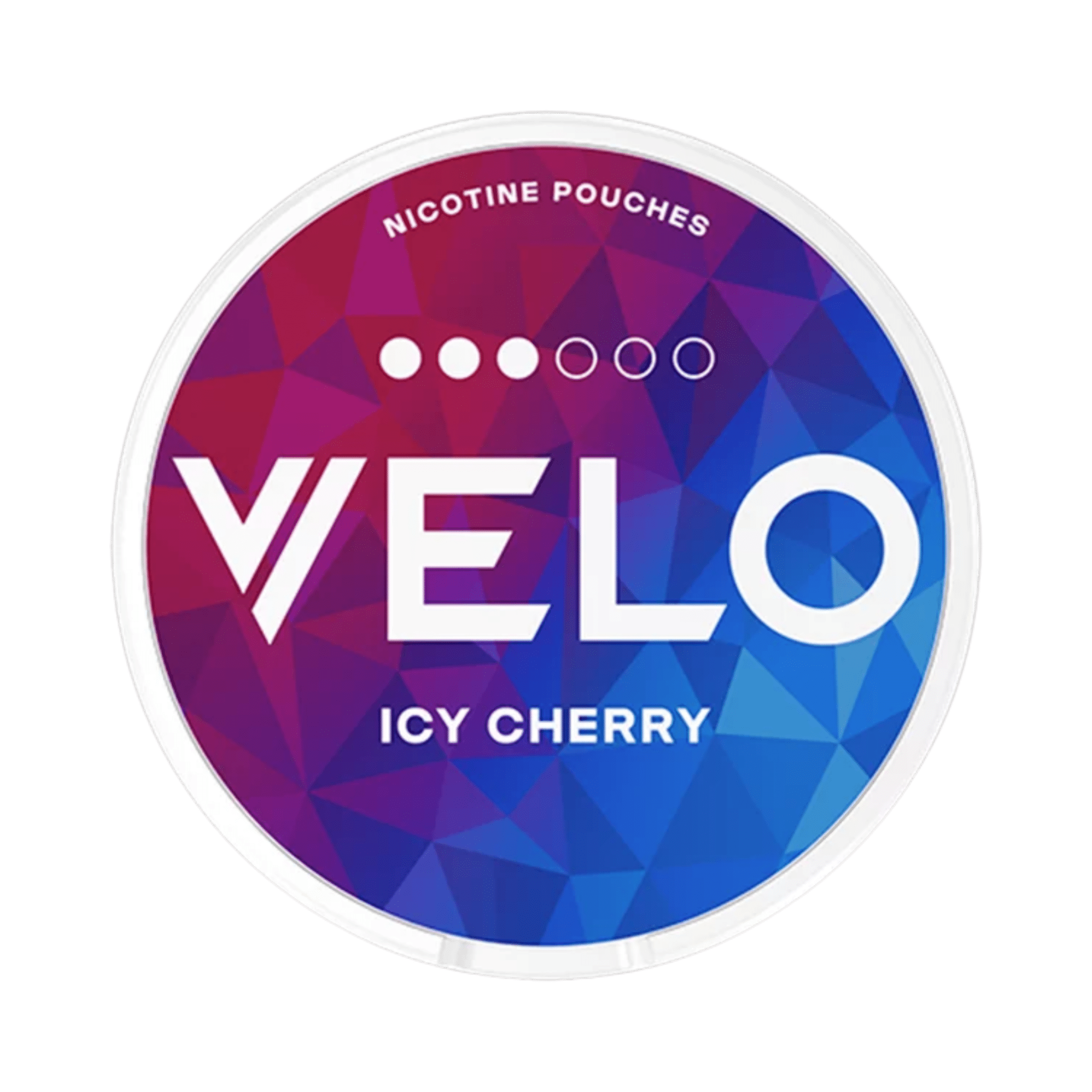 VELO Icy Cherry 3/6 Nikotin Pouches 14g Dose von vorne