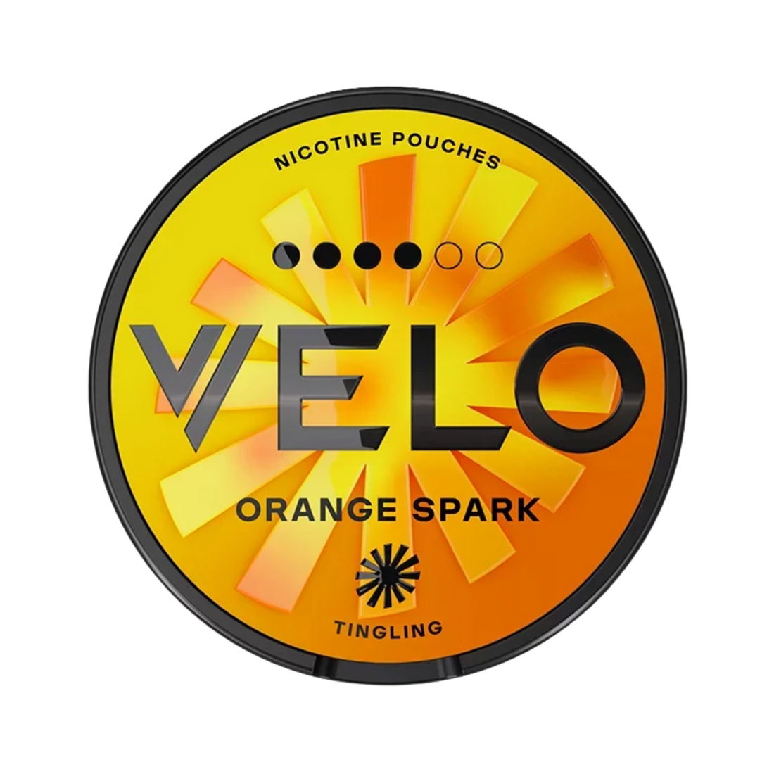 VELO Orange Spark 4/6 Nikotin Pouches 14g Dose Vorderansicht