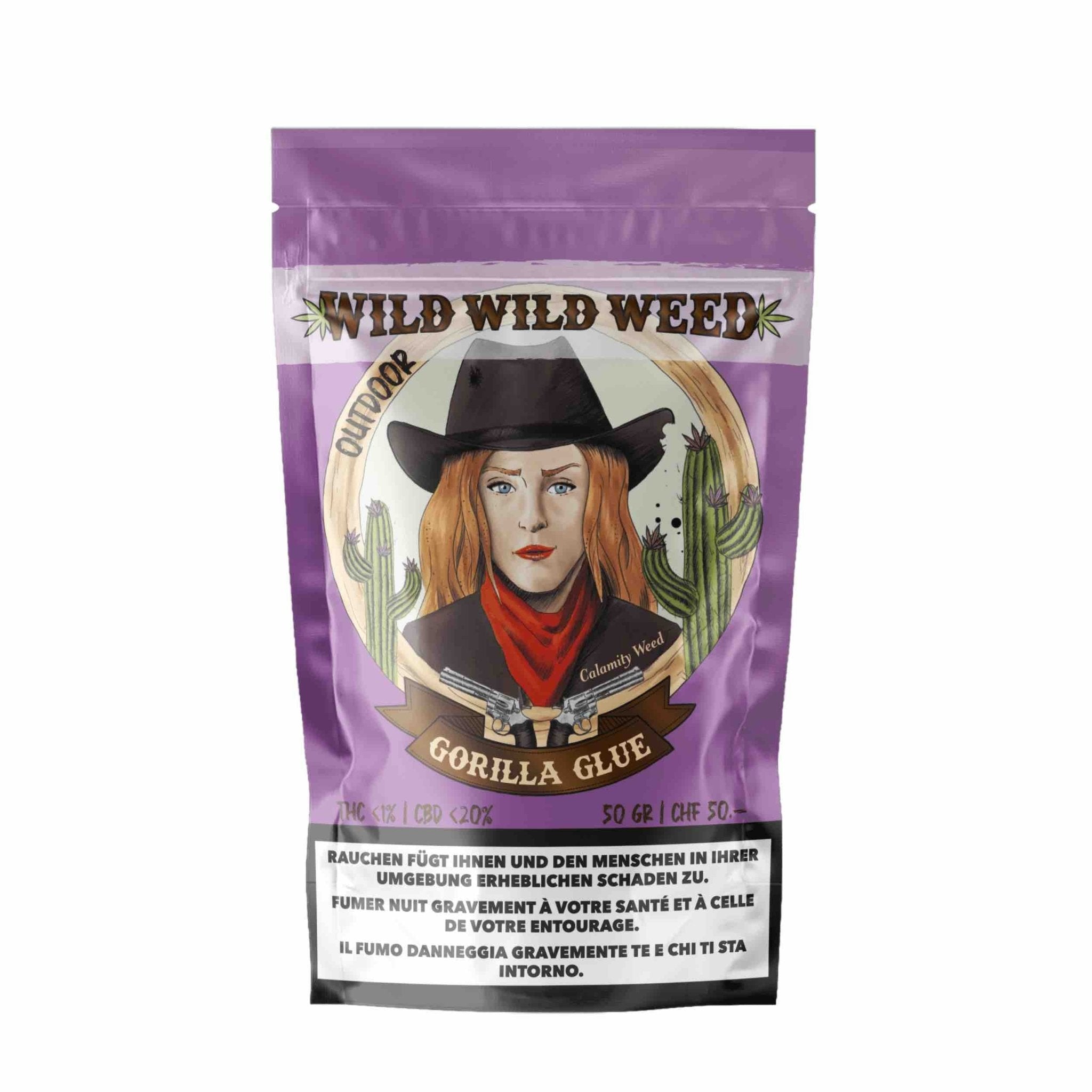 Detailansicht der Wild Wild Weed Gorilla Glue Outdoor CBD Blüten 50g