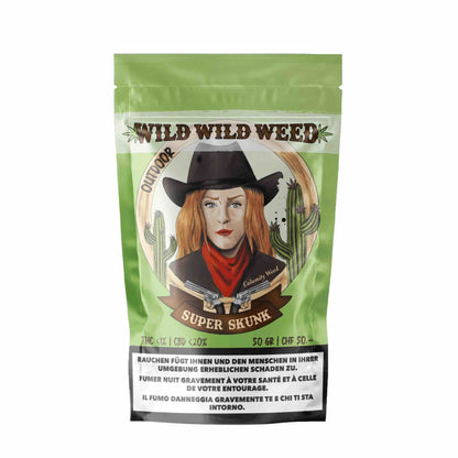 Detailansicht der Wild Wild Weed Super Skunk Outdoor CBD Blüten 50g