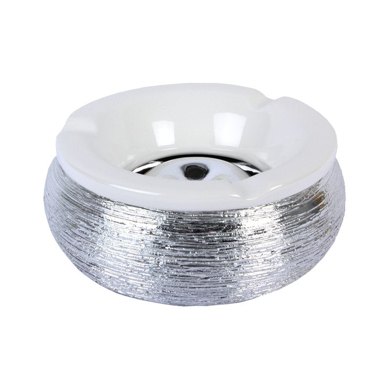 Windaschenbecher mit Struktur in Silber, 15 cm