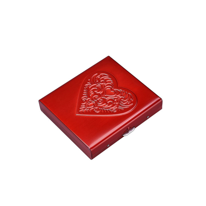 Rotes 20er Zigarettenetui Heart aus Metall, Vorderseite