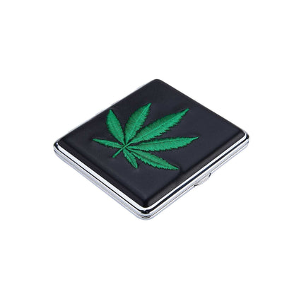 Offenes 20er Zigarettenetui Hemp Leaf, Innenansicht aus Metall