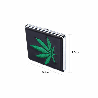 20er Zigarettenetui Hemp Leaf mit gesticktem Hanfblatt