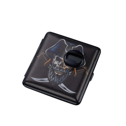 Offenes 20er Zigarettenetui Piraten Totenkopf, Innenansicht