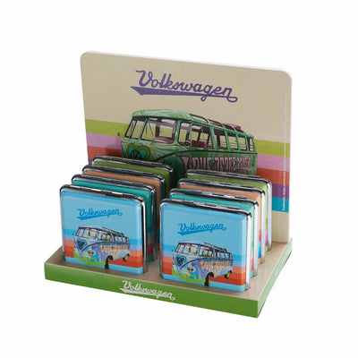 Display mit 8 VW Bulli Zigarettenetuis für 20 Zigaretten